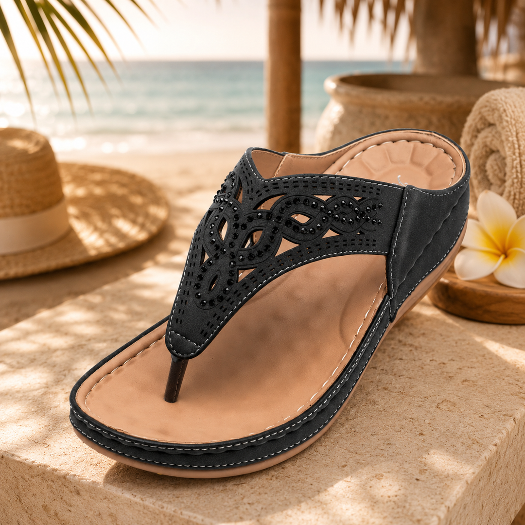 Bali Boho Wedge Sandal | Women's Retro Laser-Cut Thong Sandals | ToffyFlops™