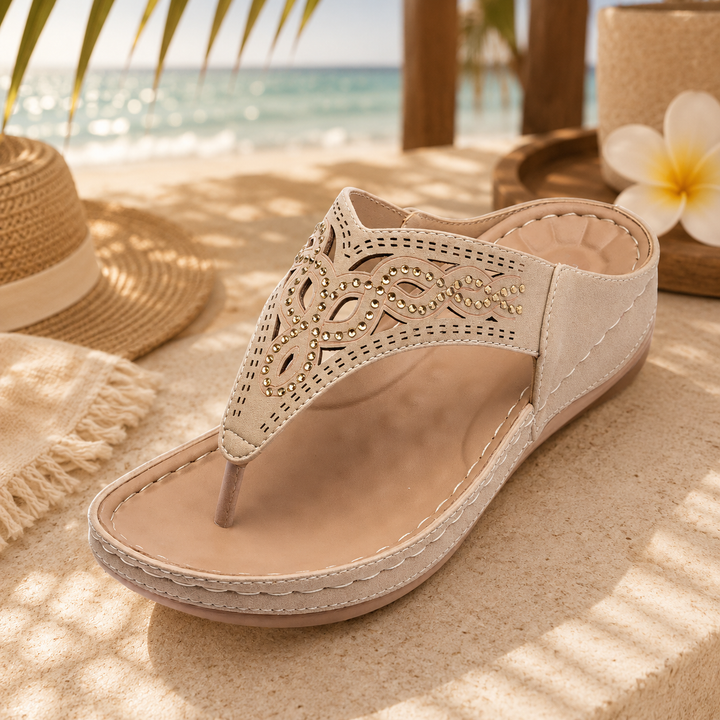 Bali Boho Wedge Sandal | Women's Retro Laser-Cut Thong Sandals | ToffyFlops™