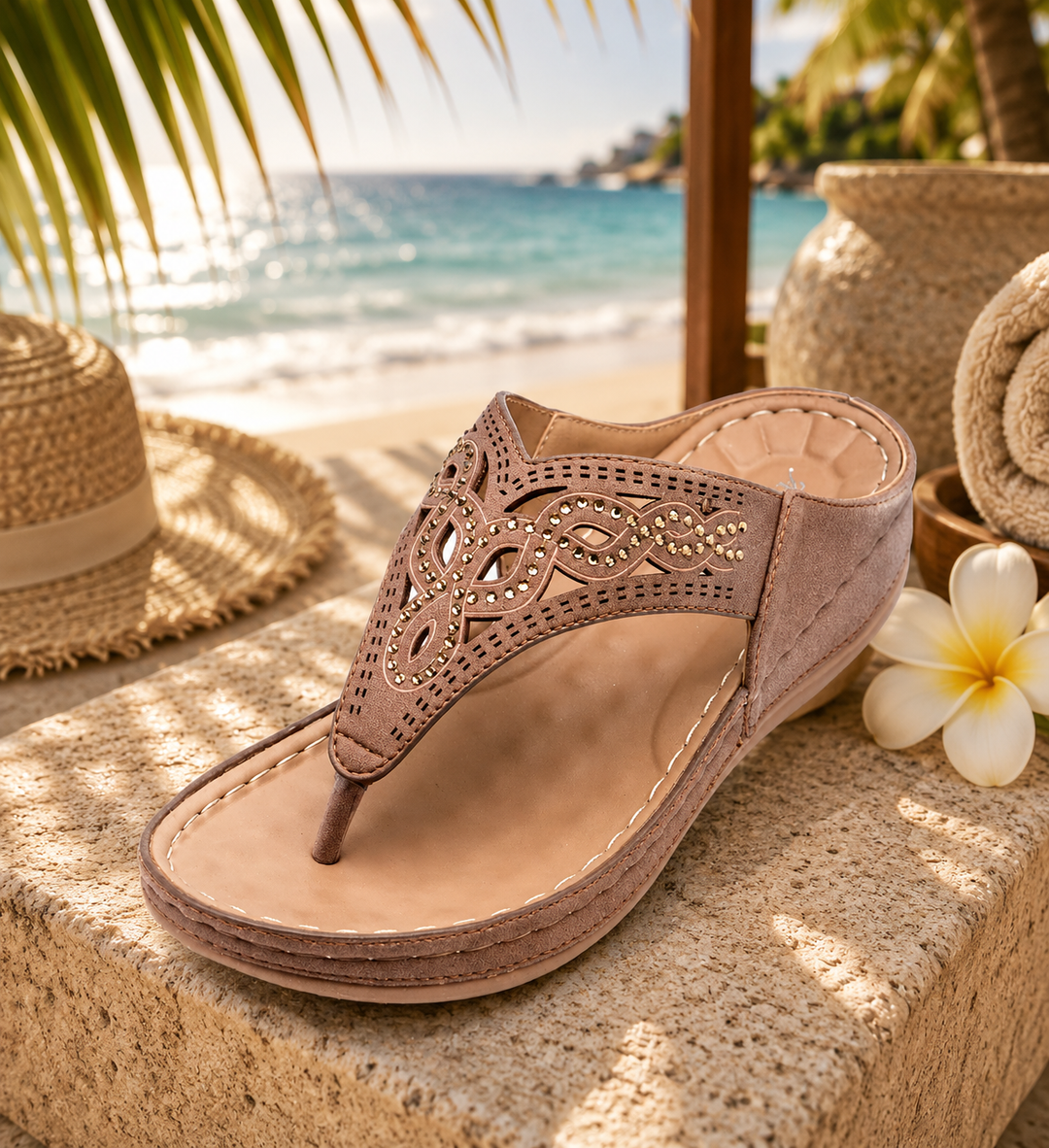 Bali Boho Wedge Sandal | Women's Retro Laser-Cut Thong Sandals | ToffyFlops™