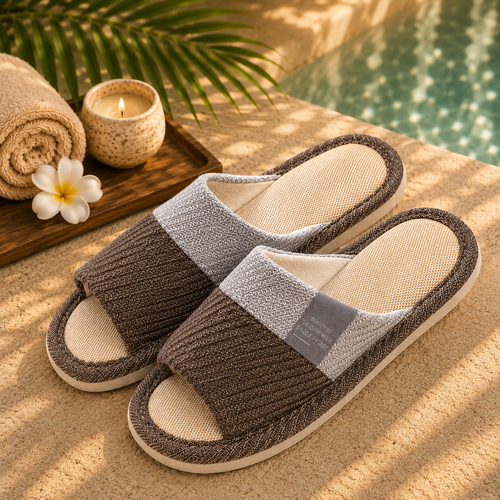 Osaka Linen House Slipper | Women's Soft Open-Toe Bedroom Slippers