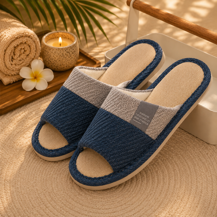 Osaka Linen House Slipper | Women's Soft Open-Toe Bedroom Slippers
