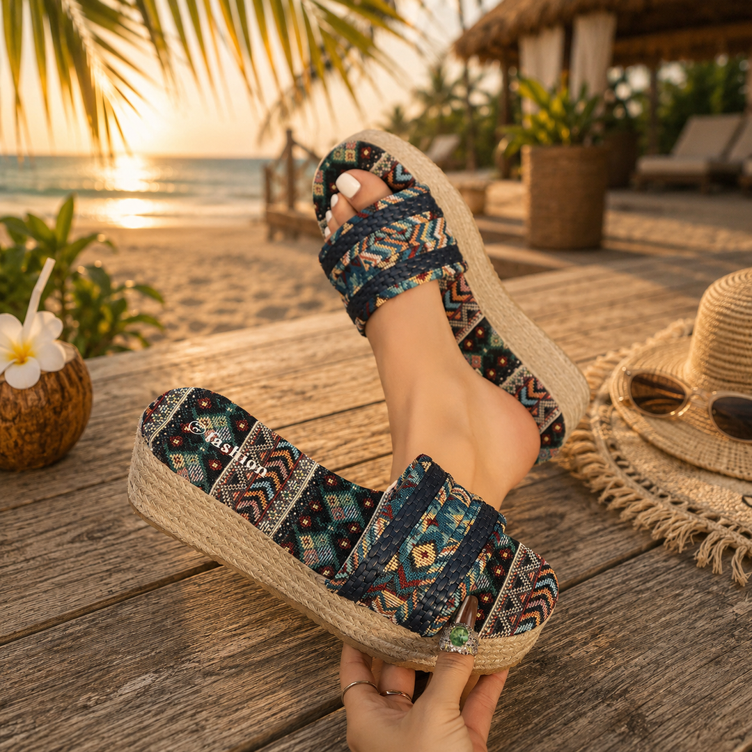 Ibiza Espadrille Platform Slide | Women's Boho Flatform Sandals | ToffyFlops™