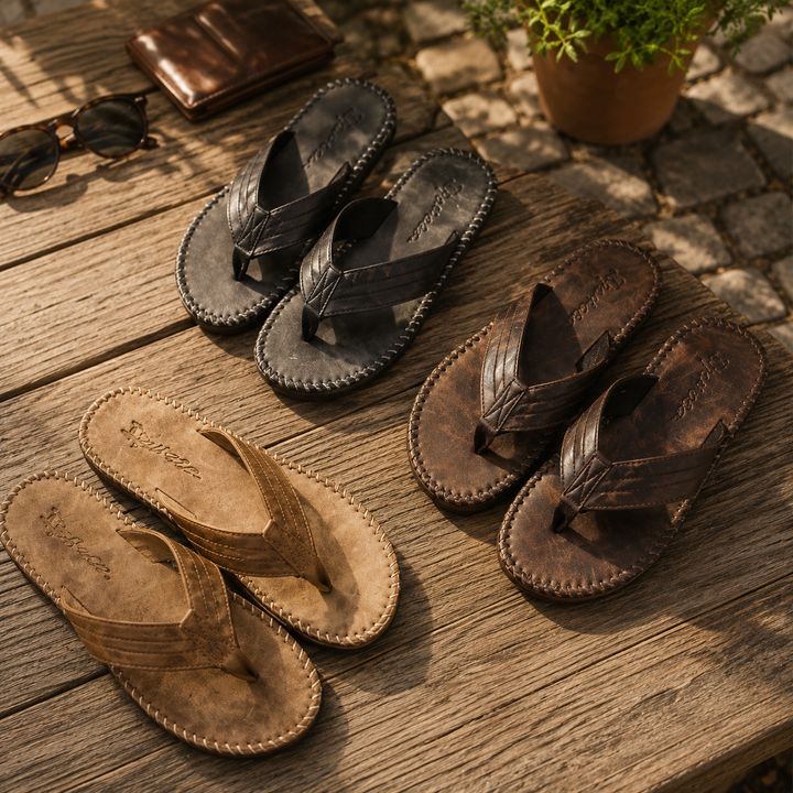 Porto Leather-Style Thong Flip Flop | Men's Classic Beach Sandals