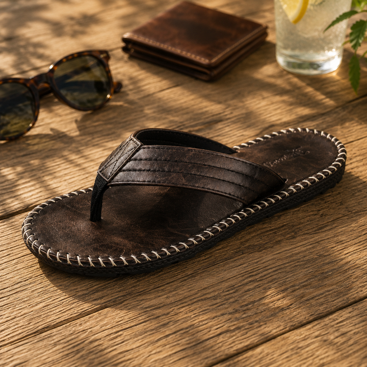 Porto Leather-Style Thong Flip Flop | Men's Classic Beach Sandals