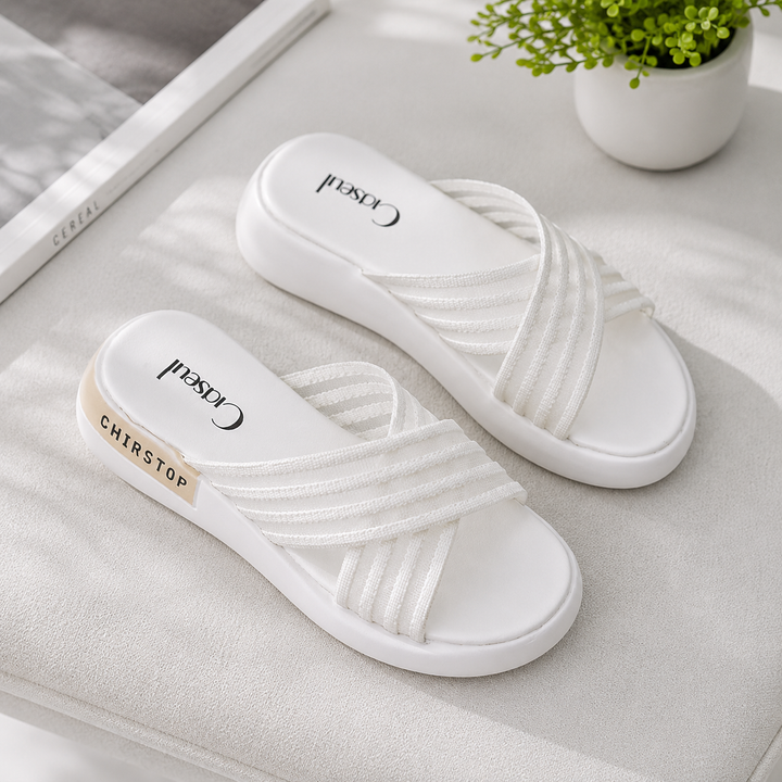 Valencia Cross-Strap Platform Slide | Women's Lightweight Open-Toe Sandals