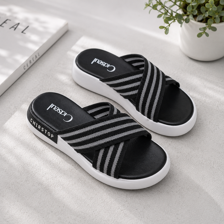 Valencia Cross-Strap Platform Slide | Women's Lightweight Open-Toe Sandals