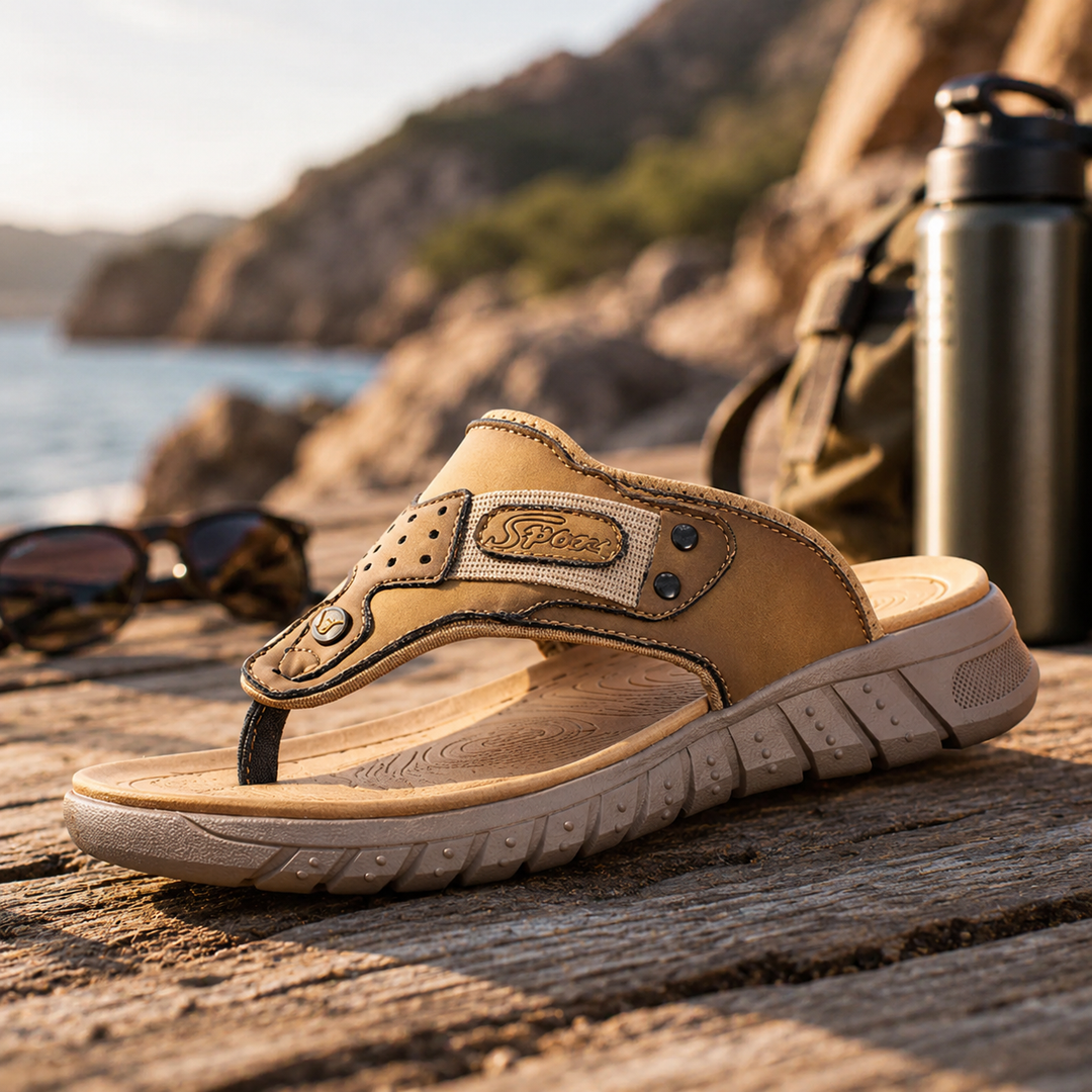 Ranger Outdoor Thong Sandal | Men's Non-Slip Leather-Style Flip Flops