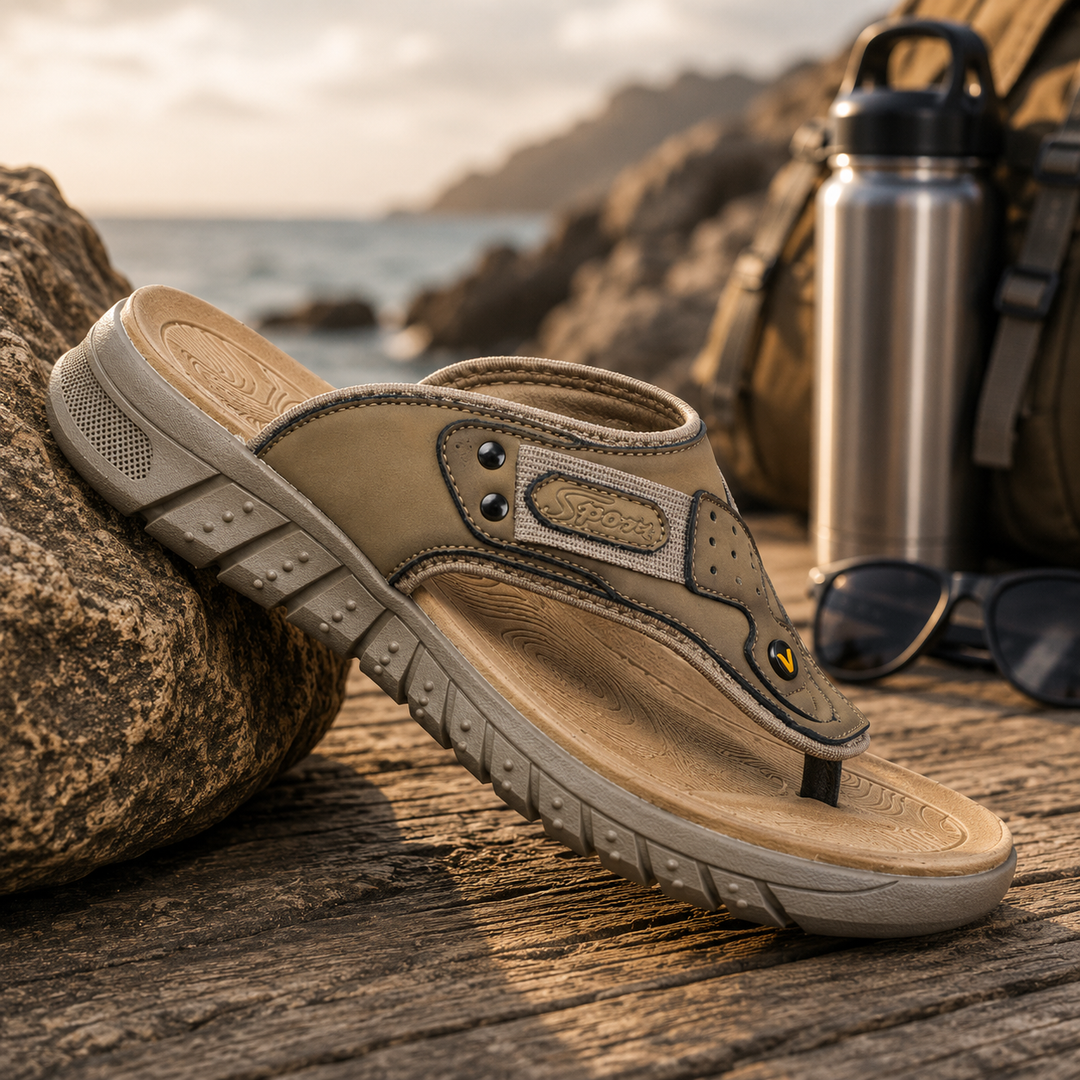 Ranger Outdoor Thong Sandal | Men's Non-Slip Leather-Style Flip Flops